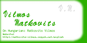 vilmos matkovits business card